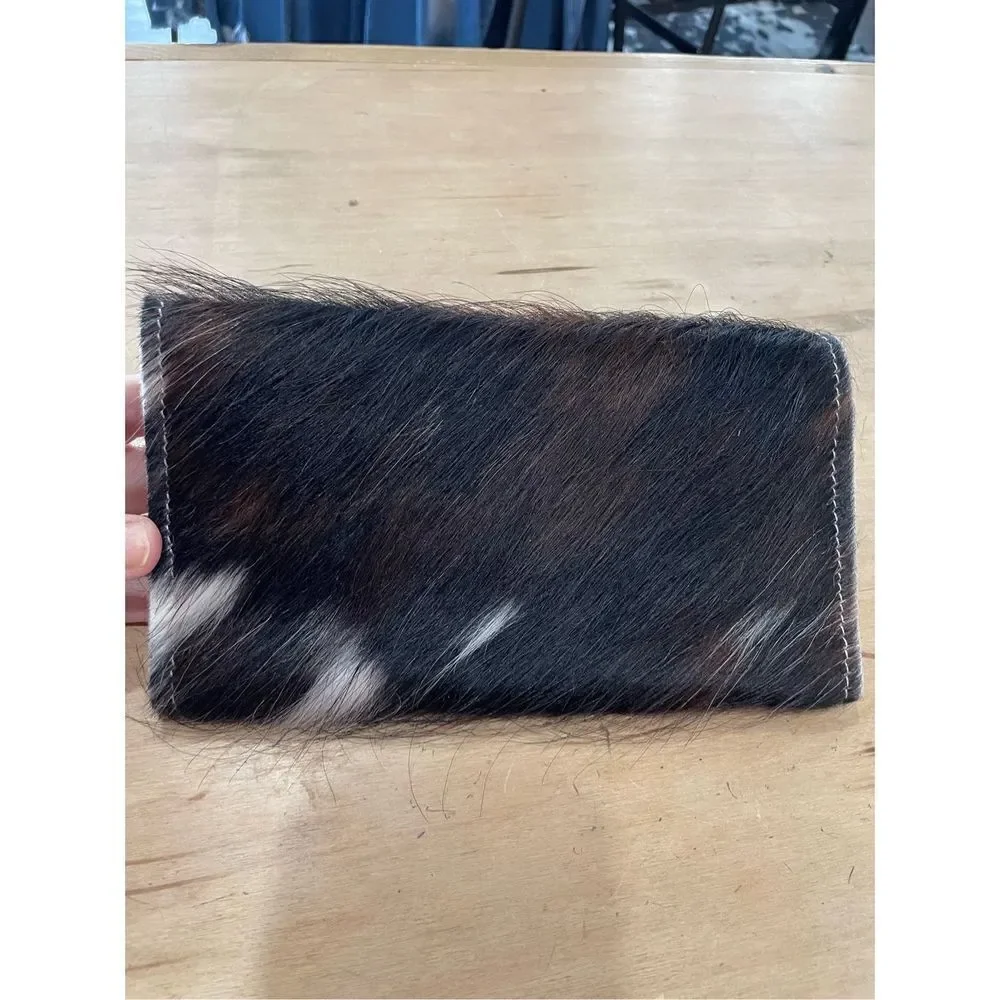 New Leather Pony Hair Clutch Wallet with Aztec EmDerail Rodeo Western